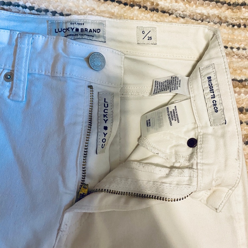 Lucky Mid Rise Bridgette Crop White Jean